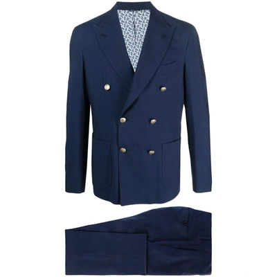 Gabo Napoli Double-breasted Suit Set In Blue
