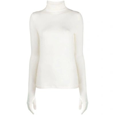 Gia Studios Glove-sleeved Tencel-blend Blouse In White