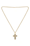 AMERICAN EXCHANGE GOLDTONE PLATED STAINLESS STEEL DIAMOND CROSS NECKLACE