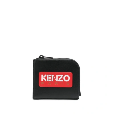 Kenzo Logo-printed Zipped Wallet In Black