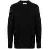 Laneus Distressed Crew-neck Sweater In Black
