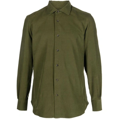 Mazzarelli Button-up Cotton Shirt In Green