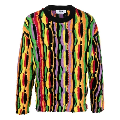 Msgm Cotton Jacquard Knit Sweater In Multicolor