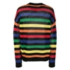 Msgm Multicolor Striped Jumper In Black/green