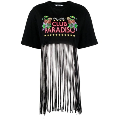 Msgm Graphic-print Frayed T-shirt In Black