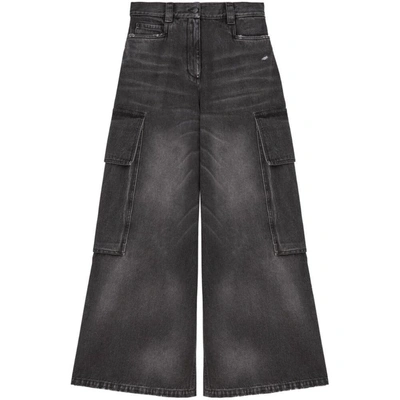Palm Angels Low-rise Wide-leg Jeans In Black