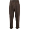 Peserico High-rise Slim-fit Trousers In Brown