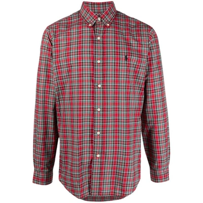 Ralph Lauren Plaid-check Buttoned Shirt In Red/green
