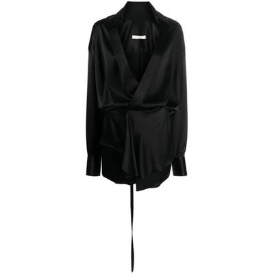 Ssheena V-neck Long-sleeve Minidress In Black
