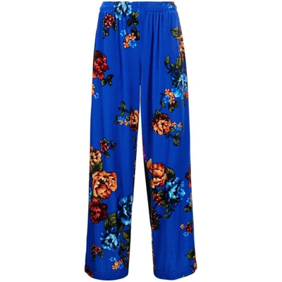 Vetements Velvet Flower Lounge Pants In Blue