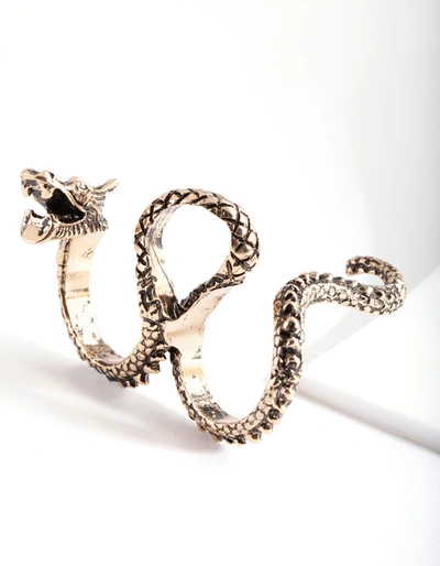 Lovisa Antique Gold Multifinger Etched Dragon Ring