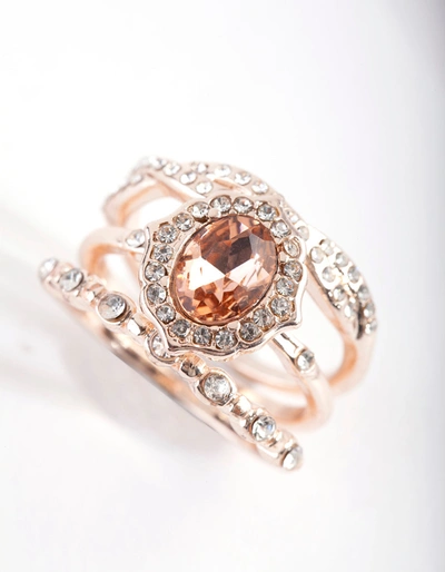 Lovisa Rose Gold Engagement Ring Stack In Multi