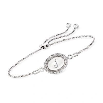 Rs Pure By Ross-simons Diamond Personalized Oval Bolo Bracelet In Sterling Silver