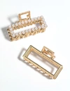 Lovisa Mini Pearl Rectangular Claw Set In Multi