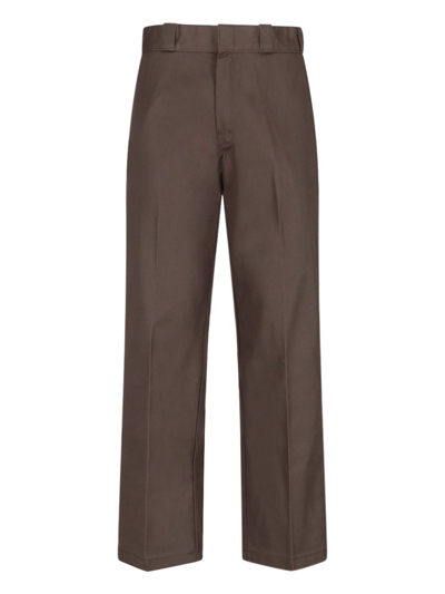 Dickies Logo Patch Straight Leg Trousers In Brown