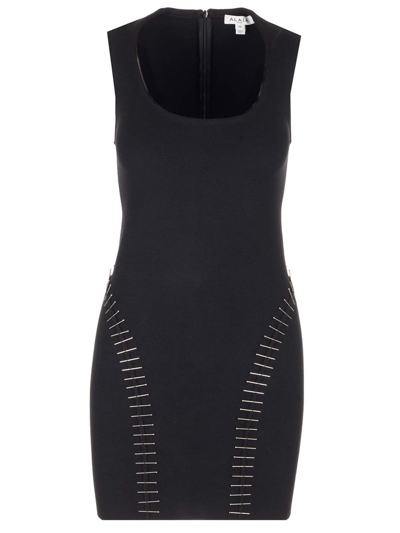 Alaïa Squaredneck Cut-out Detail Mini Dress In Black