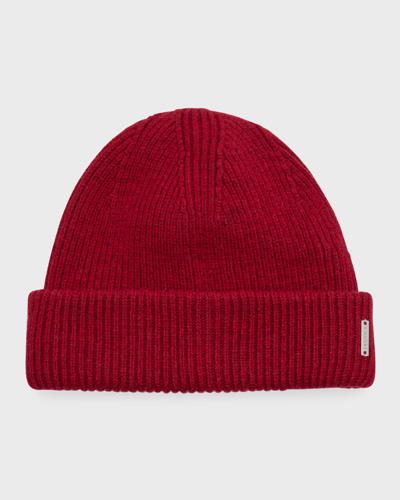 Gorski Wool Rib-knit Beanie In Burgundy