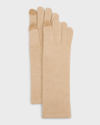 Sofia Cashmere Mid-length Cashmere Jersey Knit Gloves In Oatmeal