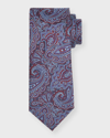 Isaia Men's Paisley Jacquard Silk Tie In Blue