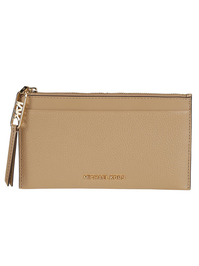 Michael Michael Kors Logo Plaque Zipped Wallet In Brown