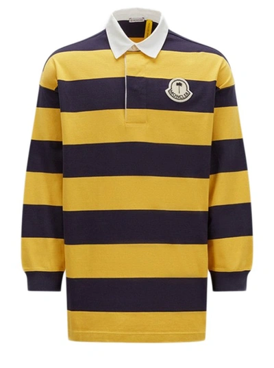 Moncler Striped Long Sleeve Polo Shirt Multicolor In Yellow