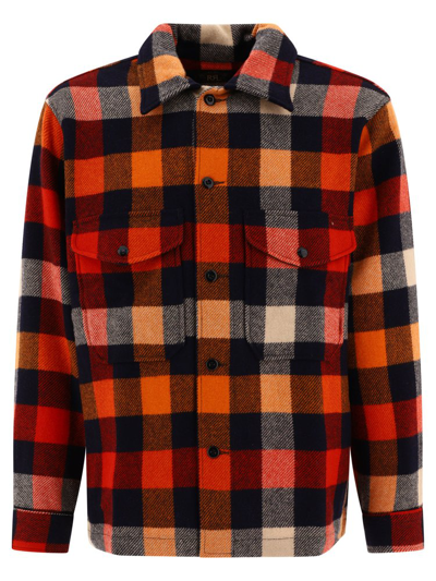 Ralph Lauren Rrl Checked Wool Flannel Shirt In Orange