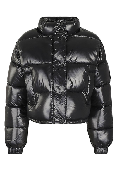 Save The Duck Logo Patch Quilted Jacket In Black