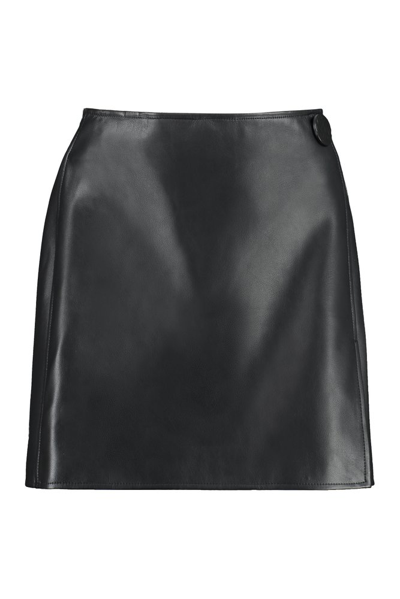 Stand Studio Black Big Button Faux-leather Miniskirt