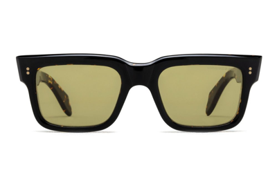 Cutler And Gross Square Frame Sunglasses In Black On Havana