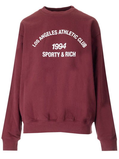 Sporty And Rich Sporty & Rich Logo Printed Crewneck Sweatshirt In Red