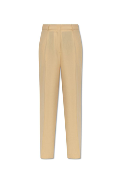 Lanvin High Waist Wide Leg Trousers In Beige