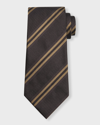 Tom Ford Men's Stripe Silk Tie In Dark Brown