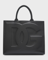Dolce & Gabbana Beatrice Dg Embossed Logo Calfskin Tote Bag In 80999 Nero