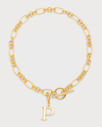 Ben-amun Link Brass Chain Necklace With Initial Charm In U