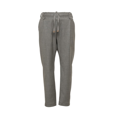 Eleventy Kids' Straight Trousers With Drawstring In Grey