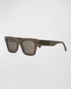 Fendi Men's Tonal Logo Acetate Square Sunglasses In Matte Light Brown