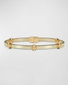 Tory Burch Eleanor Logo Leather Bracelet In Tory Gold Gold