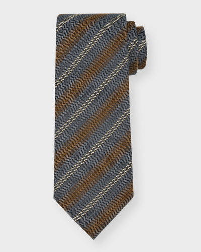 Brioni Stripe Silk Tie In Graphite