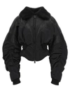 Mugler Satin Bomber Jacket In Black