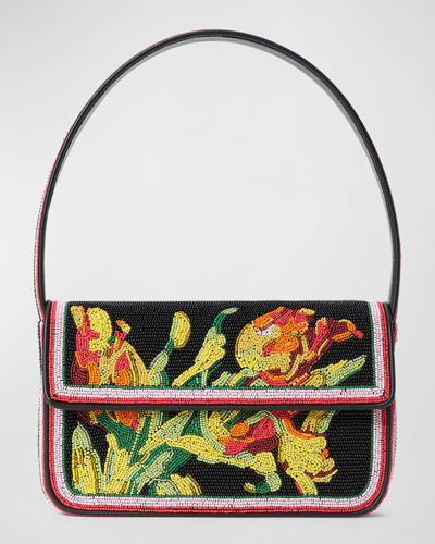 Staud Tommy Floral Shoulder Bag In Dreamy Tulip