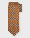 Isaia Men's Geometric Silk Seven-fold Tie In Light Brown