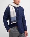 Brunello Cucinelli Men's Cashmere Color Block Scarf In Blue/grey