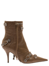 BALENCIAGA 'CAGOLE' BROWN POINTED BOOTIE WITH STUDS AND BUCKLES IN LEATHER WOMAN