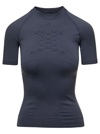 BALENCIAGA 'ENERGY ACCUMULATOR' DARK GREY FITTED T-SHIRT WITH PERFORATED DETAILS IN STRETCH POLYAMIDE WOMAN