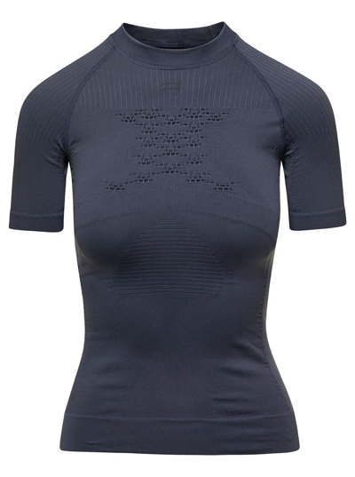 Balenciaga Energy Accumulator Dark Grey Fitted T-shirt With Perforated Details In Stretch Polyamide Woman
