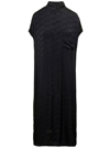 Balenciaga Maxi Black Chemisier Dress With Bb Monogram Jacquard In Viscose Woman In Black
