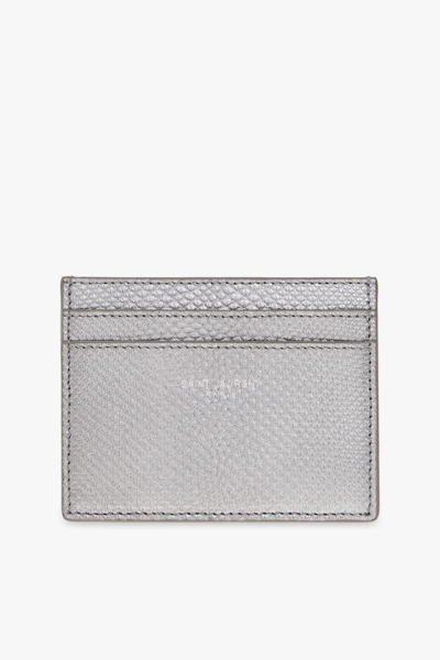 Saint Laurent Metalic Card Holder In Silver