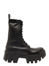 BALENCIAGA 'BULLDOZER' BLACK LACE-UP BOOTS WITH TOOTHED RUBBER OUTSOLE IN LEATHER WOMAN