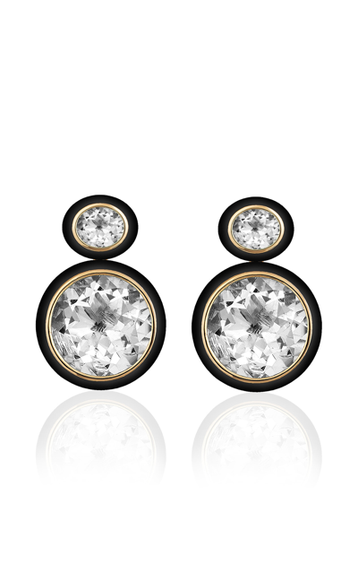 Goshwara Round Rock Crystal & Onyx Inlay Earrings In Black,white