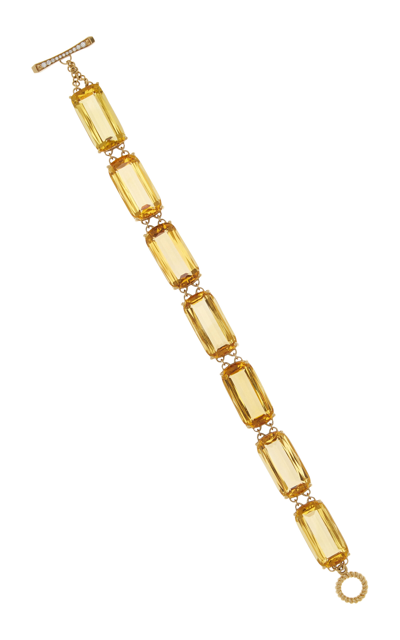 Goshwara Citrine Cushion Bracelet With Diamond In Yellow